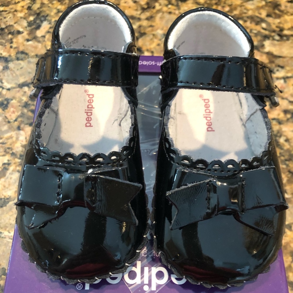 Pediped, Betty Black Patent Leather Shoe. 18-24.